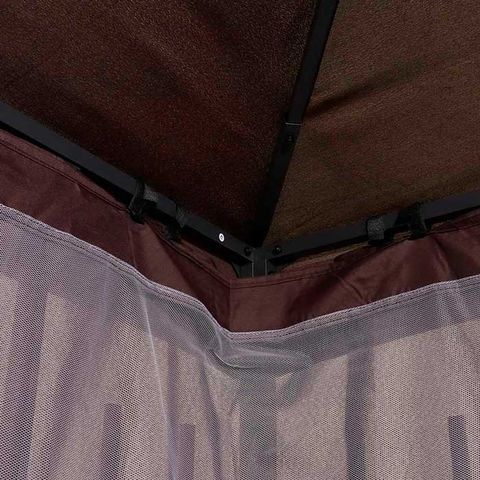 Беседка шатер для дачи с москитной сеткой, коричневый