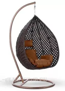 Подвесное кресло из искусственного ротанга, коричневое