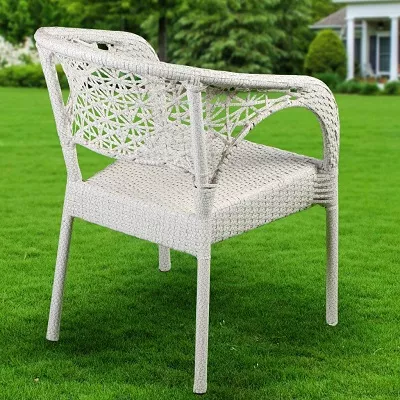 Комплект обеденный белый из искусственного ротанга стол и 2 крес Комплект обеденный белый из искусственного ротанга стол и 2 крес