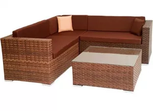 Мягкая мебель из искусственного ротанга с угловым диваном