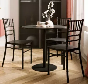 Обеденная группа для кухни, черная с круглым столом и 3 стульями