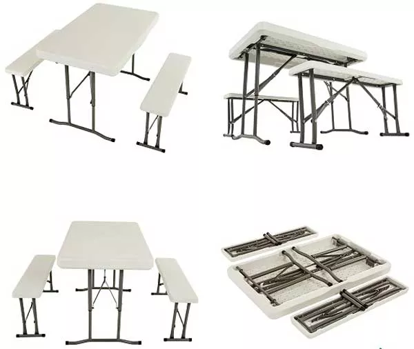 Складной комплект для дачи стол + 2 скамейки из пластика