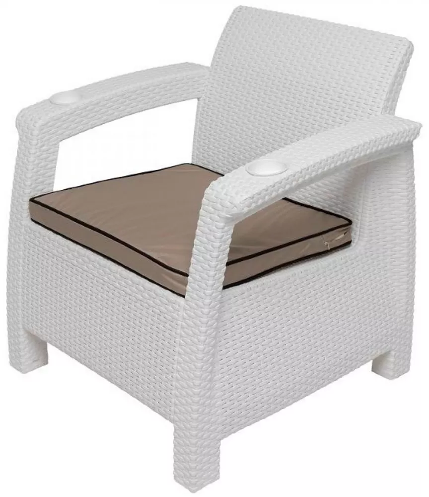 Комплект из 2-х пластиковых кресел, белый под ротанг Комплект из 2-х пластиковых кресел, белый под ротанг