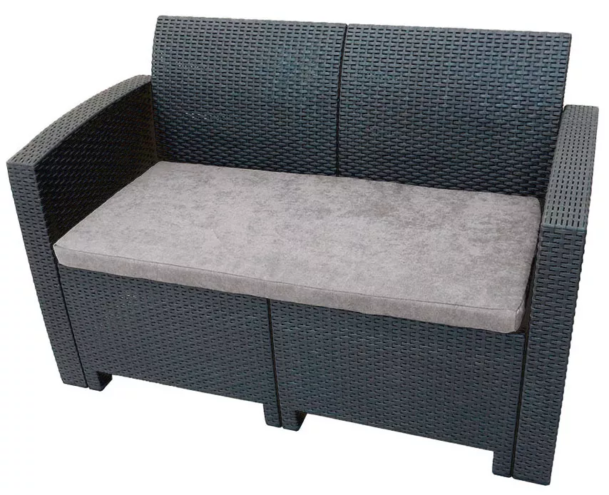 Пластиковый уличный 2-х местный диван, антрацит