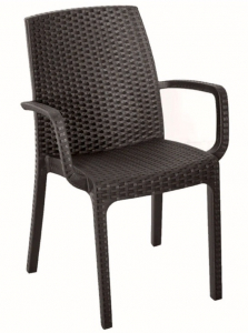 Пластиковый стул с имитацией ротанга, венге