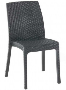 Пластиковый стул с имитацией ротанга, венге