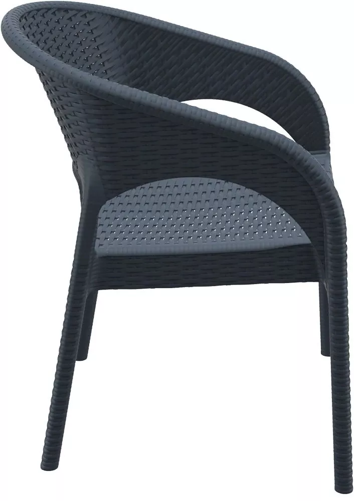 Пластиковое кресло с имитацией ротанга, антрацит