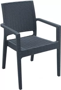 Пластиковый стул с имитацией ротанга, антрацит