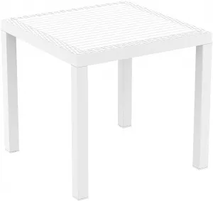 Пластиковый стол квадратный под ротанг 80 см, белый
