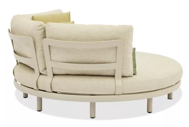 Круглый уличный диван для дачи из алюминия, бежевый Круглый уличный диван для дачи из алюминия, бежевый