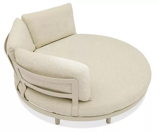 Круглый уличный диван для дачи из алюминия, бежевый Круглый уличный диван для дачи из алюминия, бежевый