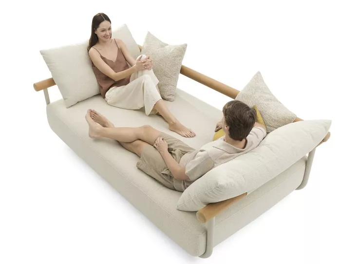 Лаунж комплект мебели для отдыха бежевый, алюминий/тик Лаунж комплект мебели для отдыха бежевый, алюминий/тик