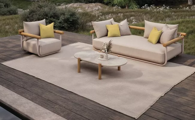 Лаунж комплект мебели для отдыха бежевый, алюминий/тик Лаунж комплект мебели для отдыха бежевый, алюминий/тик