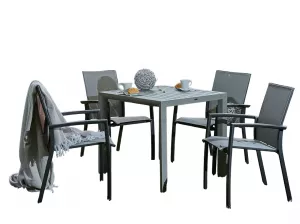 Металлический комплект мебели для отдыха, серо-бежевый