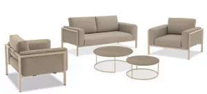 Алюминиевый угловой диван для террасы со столиком из тика