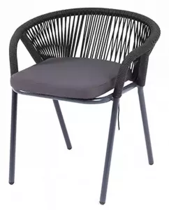 Плетеный стул на металлокаркасе из роупа, темно-серый