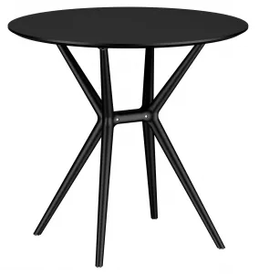 Круглый пластиковый стол со столешницей ЛДСП 80 см серый/черный