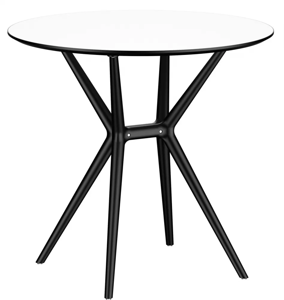 Круглый пластиковый стол со столешницей ЛДСП 80 см белый/черный