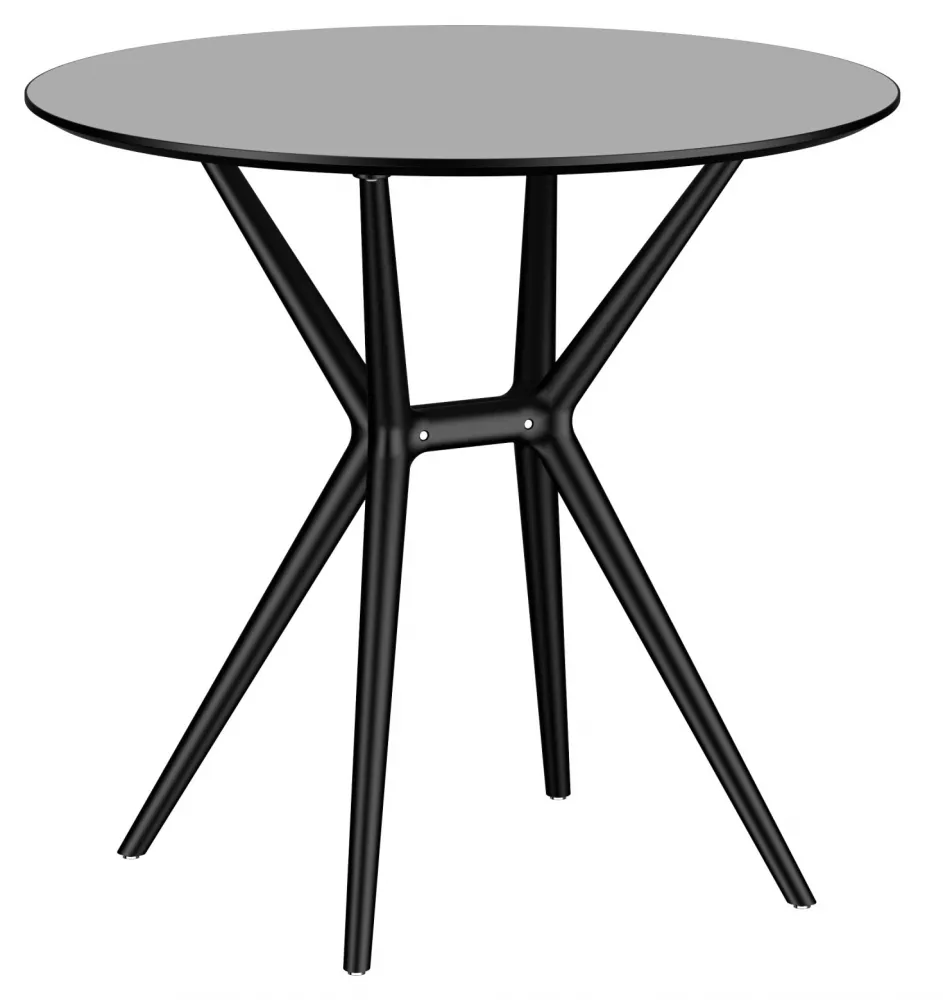 Круглый пластиковый стол со столешницей ЛДСП 80 см серый/черный