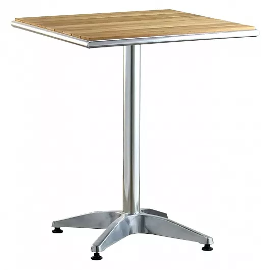 Квадратный алюминиевый стол для кафе с массивом ясеня