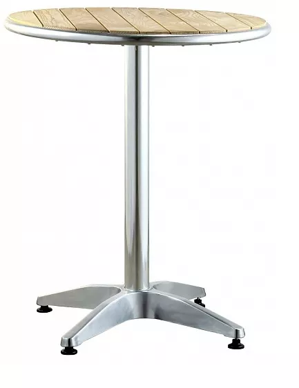 Круглый афлюминиевый круглый стол для кафе с массивом ясеня