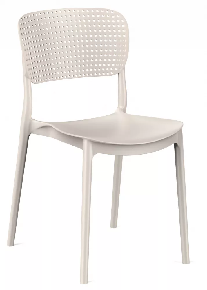 Светло-бежевый пластиковый стул со спинкой купить