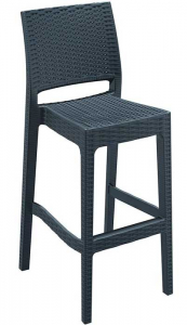 Пластиковый барный стул с имитацией ротанга, антрацит