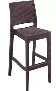 Пластиковый барный стул с имитацией ротанга, коричневый