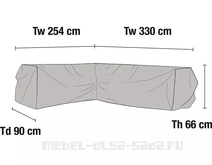 Чехол для угловой софы 254/330, серый