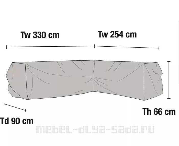 Чехол для угловой софы 330/254, серый