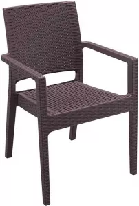 Пластиковый стул с подлокотниками имитацией ротанга Турция