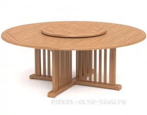 Большой деревянный стол из массива ироко круглый  для улицы