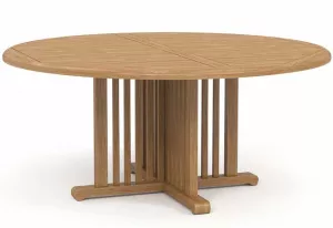Круглый деревянный стол из массива ироко для улицы купить